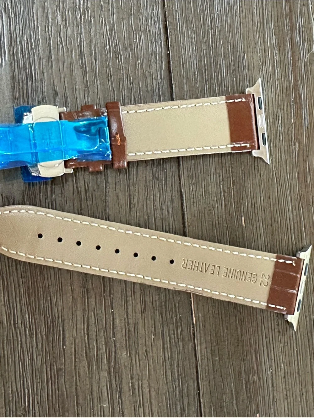Dark brown leather Apple Watch band fits 42, 44 & 45mm